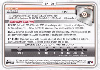 2020 Bowman - Prospects #BP-129 Hunter Bishop Back