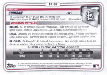 2020 Bowman - Prospects Camo #BP-66 Nolan Gorman Back
