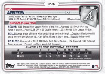 2020 Bowman - Prospects Camo #BP-97 Ian Anderson Back