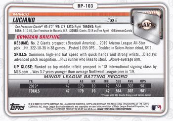 2020 Bowman - Prospects Camo #BP-103 Marco Luciano Back