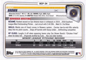2020 Bowman - Chrome Prospects #BCP-34 Zack Brown Back