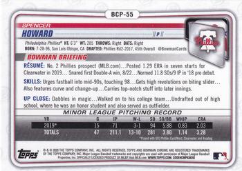 2020 Bowman - Chrome Prospects #BCP-55 Spencer Howard Back