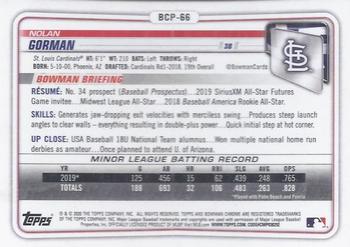 2020 Bowman - Chrome Prospects #BCP-66 Nolan Gorman Back
