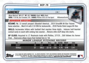 2020 Bowman - Chrome Prospects #BCP-79 Sixto Sanchez Back