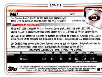 2020 Bowman - Chrome Prospects #BCP-112 Joey Bart Back