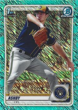 2020 Bowman - Chrome Prospects Aqua Shimmer Refractor #BCP-57 Aaron Ashby Front
