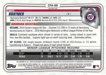 2020 Bowman - Chrome Prospect Autographs Refractor #CPA-BB Ben Braymer Back