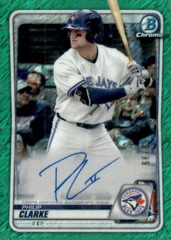 2020 Bowman - Chrome Prospect Autographs Green Shimmer Refractor #CPA-PC Philip Clarke Front