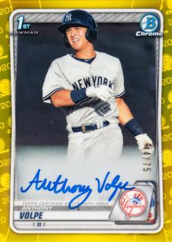 2020 Bowman - Chrome Prospect Autographs Yellow Refractor #CPA-AV Anthony Volpe Front