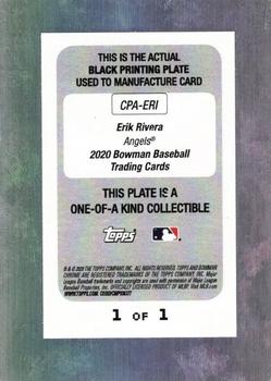 2020 Bowman - Chrome Prospect Autographs Printing Plate Black #CPA-ERI Erik Rivera Back