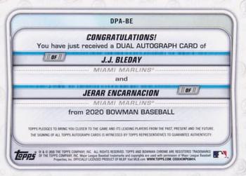 2020 Bowman - Chrome Dual Bowman Prospects Autographs #DPA-BE J.J. Bleday / Jerar Encarnacion Back