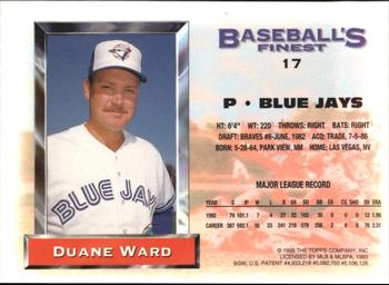 1993 Finest - Refractors #17 Duane Ward Back