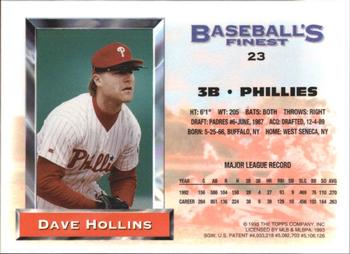 1993 Finest - Refractors #23 Dave Hollins Back