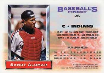 1993 Finest - Refractors #26 Sandy Alomar Jr. Back