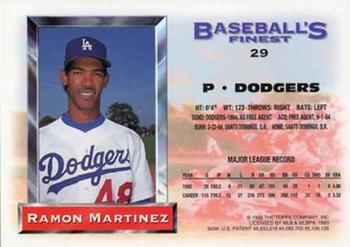 1993 Finest - Refractors #29 Ramon Martinez Back