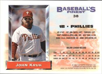1993 Finest - Refractors #38 John Kruk Back