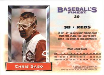 1993 Finest - Refractors #39 Chris Sabo Back