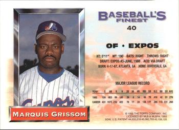 1993 Finest - Refractors #40 Marquis Grissom Back