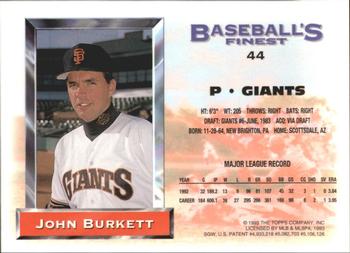 1993 Finest - Refractors #44 John Burkett Back
