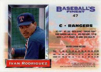 1993 Finest - Refractors #47 Ivan Rodriguez Back