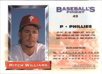 1993 Finest - Refractors #49 Mitch Williams Back
