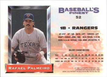 1993 Finest - Refractors #52 Rafael Palmeiro Back