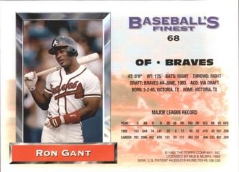 1993 Finest - Refractors #68 Ron Gant Back