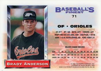 1993 Finest - Refractors #71 Brady Anderson Back