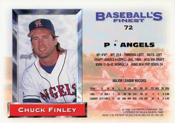 1993 Finest - Refractors #72 Chuck Finley Back
