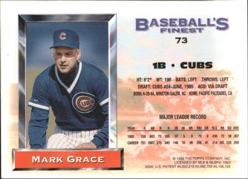 1993 Finest - Refractors #73 Mark Grace Back