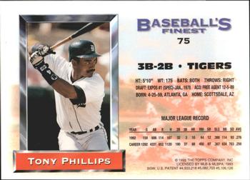 1993 Finest - Refractors #75 Tony Phillips Back