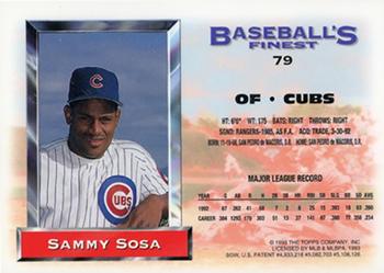 1993 Finest - Refractors #79 Sammy Sosa Back
