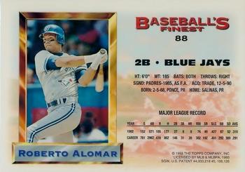 1993 Finest - Refractors #88 Roberto Alomar Back