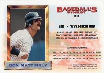 1993 Finest - Refractors #98 Don Mattingly Back