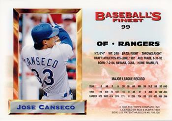 1993 Finest - Refractors #99 Jose Canseco Back