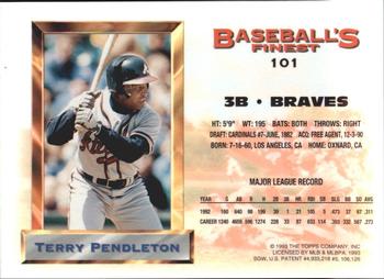 1993 Finest - Refractors #101 Terry Pendleton Back