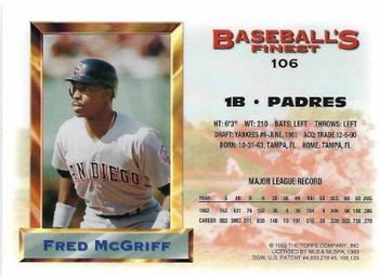 1993 Finest - Refractors #106 Fred McGriff Back