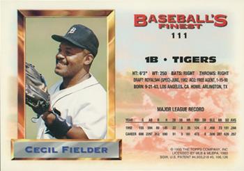1993 Finest - Refractors #111 Cecil Fielder Back