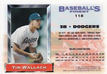 1993 Finest - Refractors #118 Tim Wallach Back
