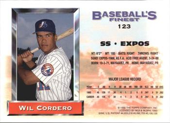 1993 Finest - Refractors #123 Wil Cordero Back