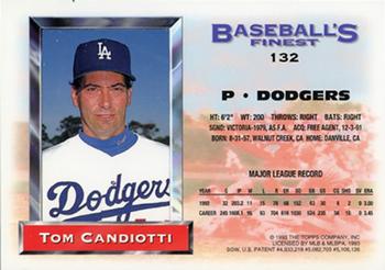 1993 Finest - Refractors #132 Tom Candiotti Back