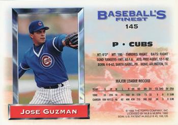 1993 Finest - Refractors #145 Jose Guzman Back