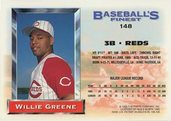 1993 Finest - Refractors #148 Willie Greene Back