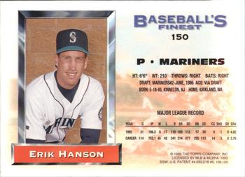 1993 Finest - Refractors #150 Erik Hanson Back
