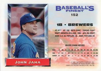 1993 Finest - Refractors #152 John Jaha Back