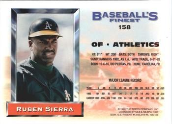 1993 Finest - Refractors #158 Ruben Sierra Back
