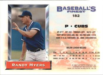 1993 Finest - Refractors #182 Randy Myers Back