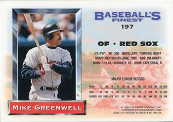 1993 Finest - Refractors #197 Mike Greenwell Back