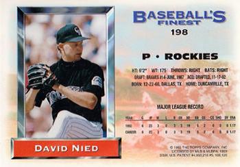 1993 Finest - Refractors #198 David Nied Back
