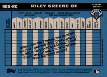 2020 Bowman - 1990 Bowman #90B-RG Riley Greene Back